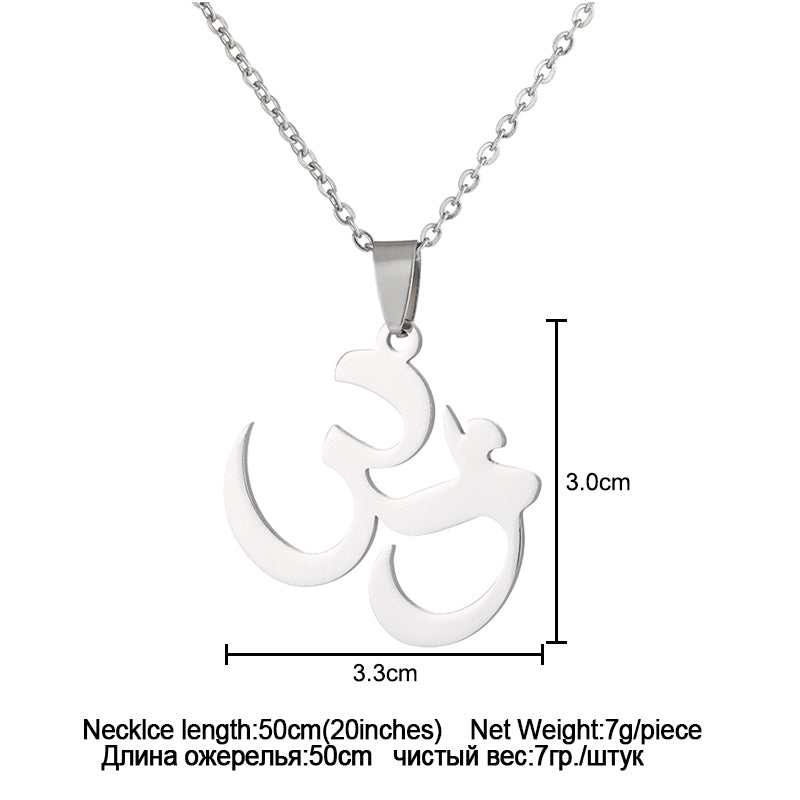 Fashion Stainless steel Buddhist pendant necklace for Hinduism OHM OM AUM Men women's Indian jewelry Gift