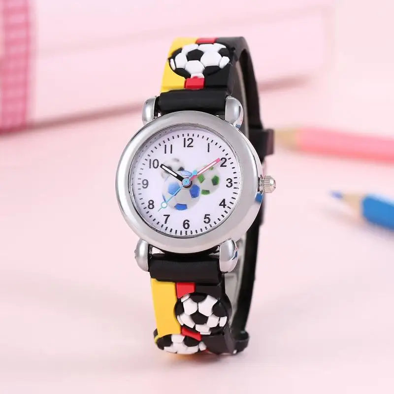 2025 New Fashion Color Cartoon Football Students Children Watch Quartz Watch Electronic Watch