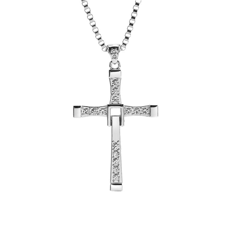 Vin Diesel Dominic Toretto Crystal Cross Pendant Men’s Jewelry Gift
