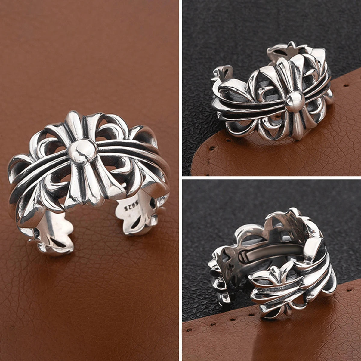European American Fashion New Vintage Hollow Out Rings Hip Hop Party Opening Adjustable Ring for Women