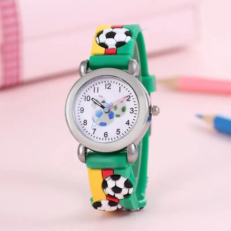 2025 New Fashion Color Cartoon Football Students Children Watch Quartz Watch Electronic Watch