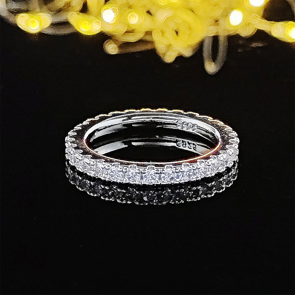 1.75mm Cz Trendy Silver Color Aesthetic Cz Stackable Ring Eternity Band for Women Gift for Friend Jewelry R7026
