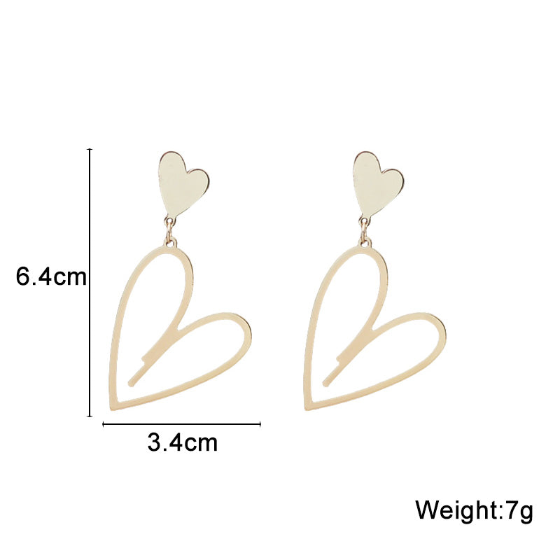 2025 New Trendy Heart Pendants Women's Hanging Earrings Double-layers Love Heart Dangle Earrings Lovely Bohemian Ear Jewelry