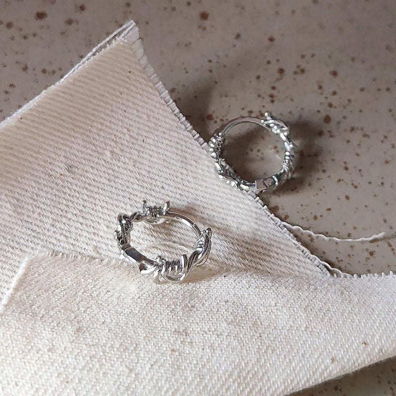 Punk Silver Color Thorns Hoops Earrings for Women Men Teens Ear Buckle New Fashion Trendy Party Jewelry Aesthetic Accessories