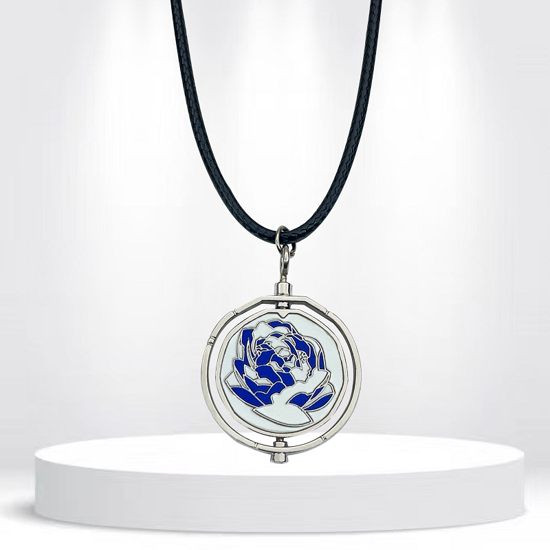 Anime League Of Legends Arcane Jinx Ekko Rotatable Blue Rose Pendant Necklace Lovers Friends Wearing Chain Necklace Jewerly