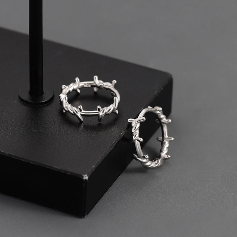 Punk Silver Color Thorns Hoops Earrings for Women Men Teens Ear Buckle New Fashion Trendy Party Jewelry Aesthetic Accessories