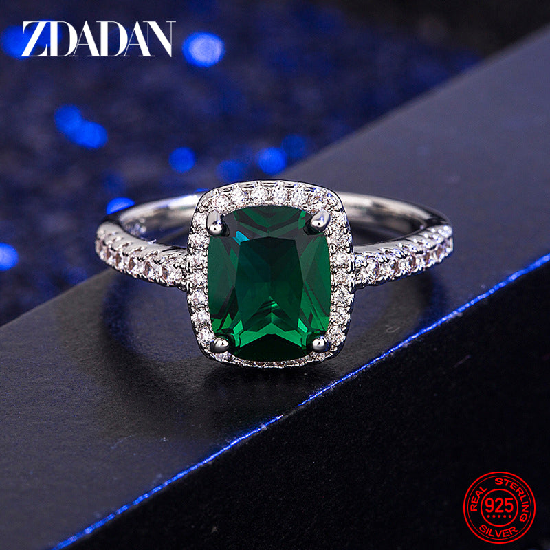 925 Sterling Silver Vintage Emerald Rings For Women Wedding Engagement Jewelry