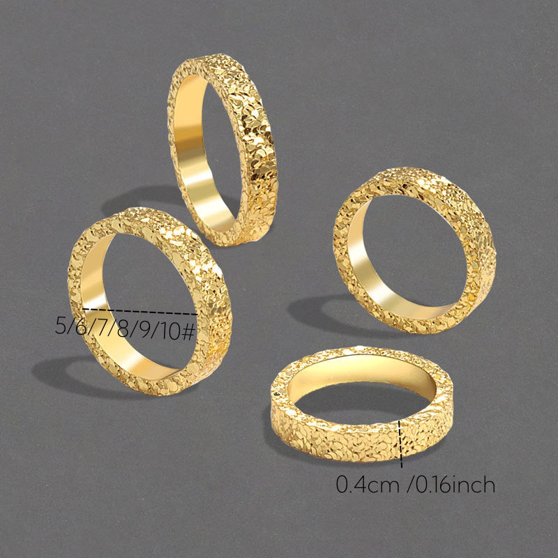 Stainless Steel 4mm Broken Ice Rings Women Size 5/6/7/8/9/10# Gold Color Bling Finger Ring Wedding Band Jewelry Girlfriend Gifts