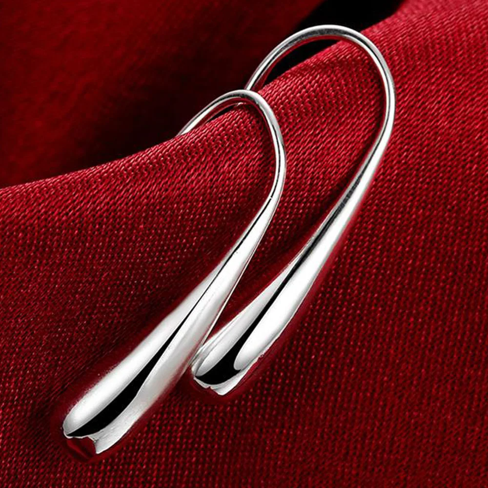 925 Sterling Silver Water Drop Pendants Hoop Earrings For Women Wedding Party Luxury Fashion Jewelry 2022 Christmas Gi