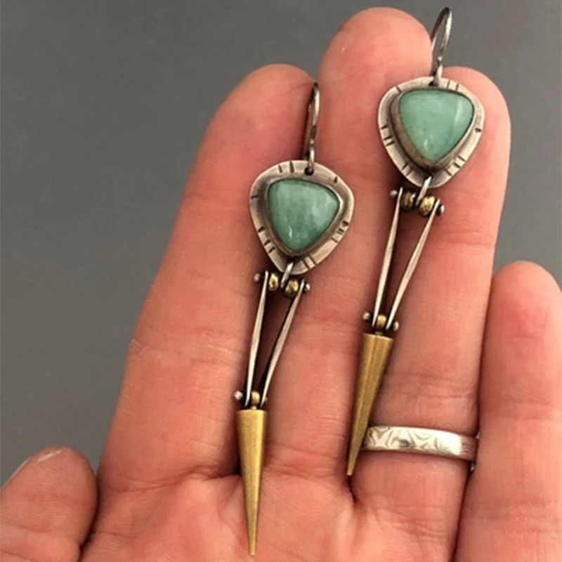 Boho Unique Earrings For Women Handmade Ancient Design Natural Drop Hook Earrings Mother Day Gift