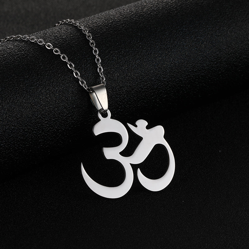 Fashion Stainless steel Buddhist pendant necklace for Hinduism OHM OM AUM Men women's Indian jewelry Gift