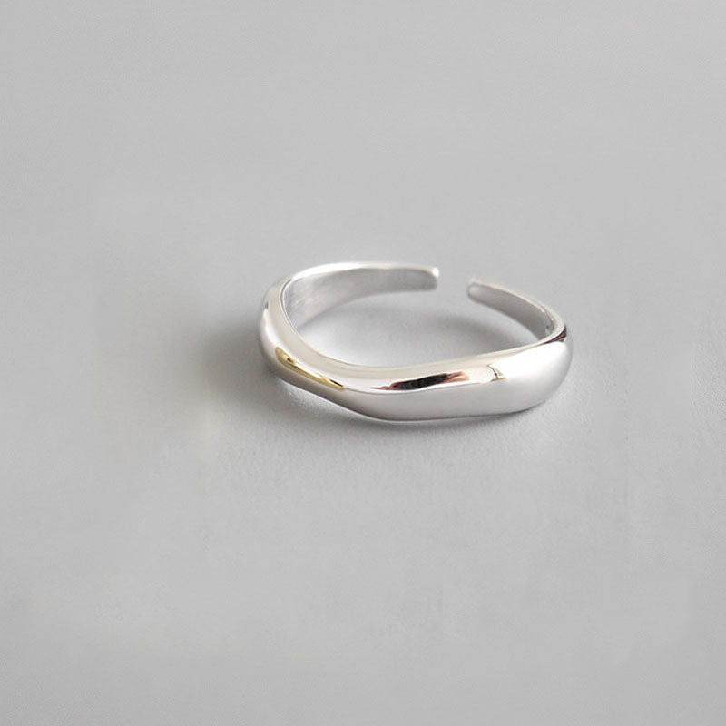 XIYANIKE Silver Color Irregular Wave Rings Trendy Simple Geometric Handmade Jewelry for Women Couple Size 17mm Adjustable