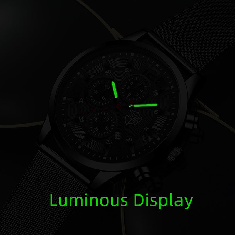 DEYROS Mens Fashion Minimalist Watches Men Business Casual Quartz Watch Simple Male Stainless Steel Mesh Band Clock Reloj Hombre