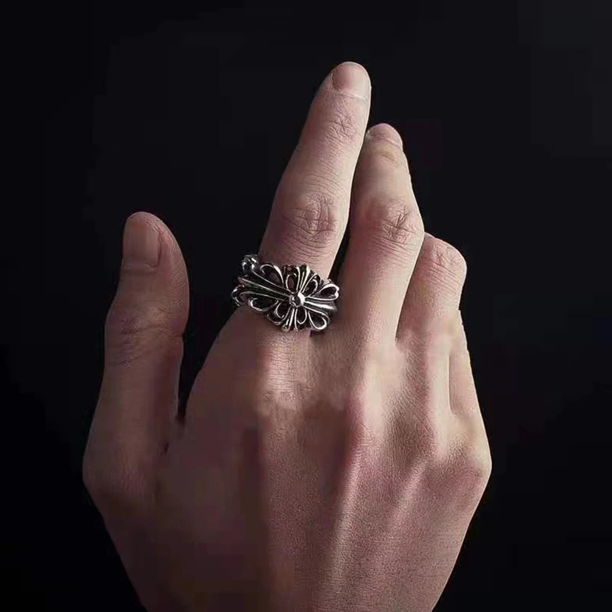 European American Fashion New Vintage Hollow Out Rings Hip Hop Party Opening Adjustable Ring for Women