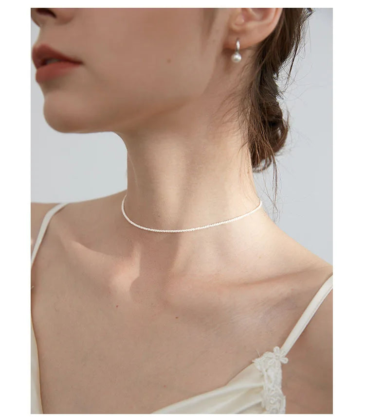 Popular 925 Sterling Silver Sparkling Clavicle Chain Choker Necklace For Women Fine Jewelry Wedding Party Birthday Gift