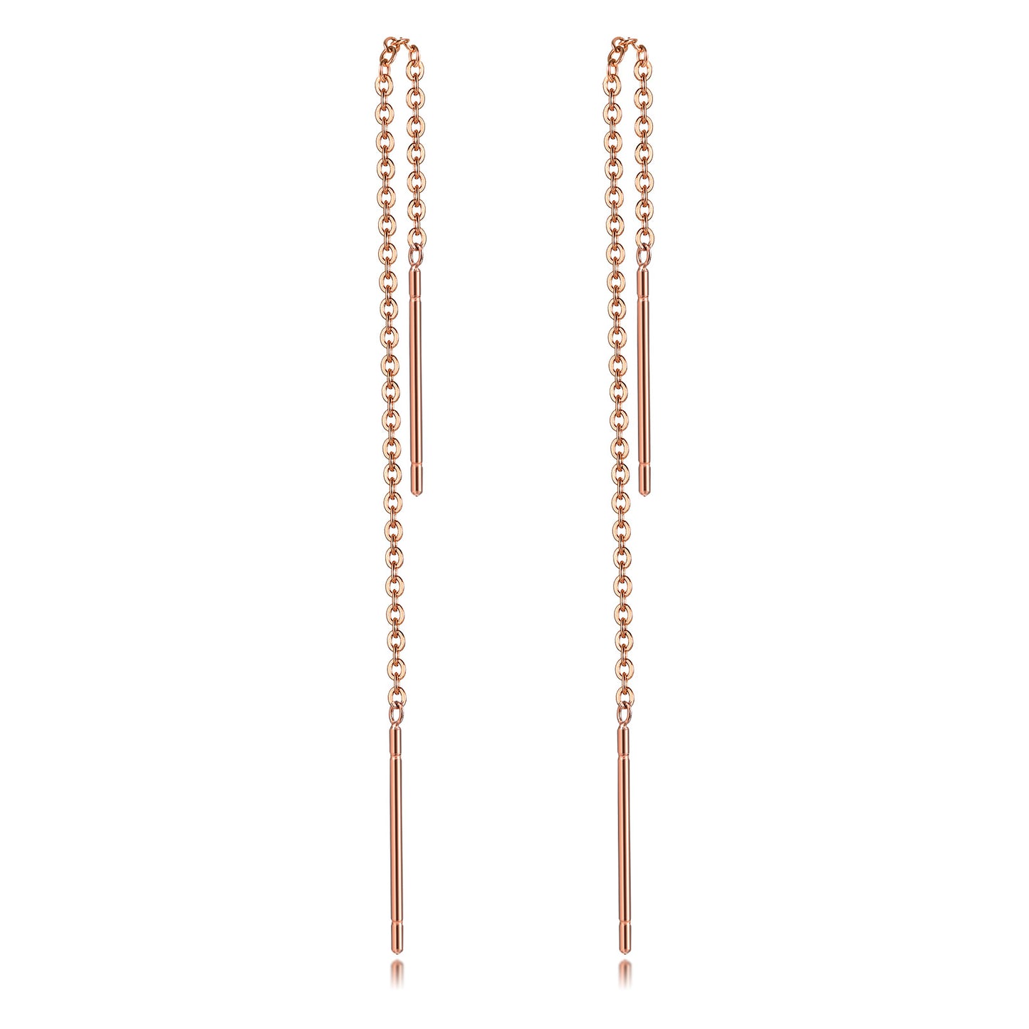 Long Threader Earrings for Women, Thin Linear Earring,Stainless Steel Chain Drop Ear Line , Fashion Korean Jewelry