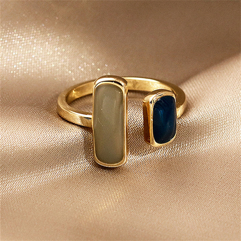 New Adjustable Colorful Drip Glaze Ring for Women Fashion Retro Geometric Gold Color Metal Rings Wedding Jewelry Birthday Gifts