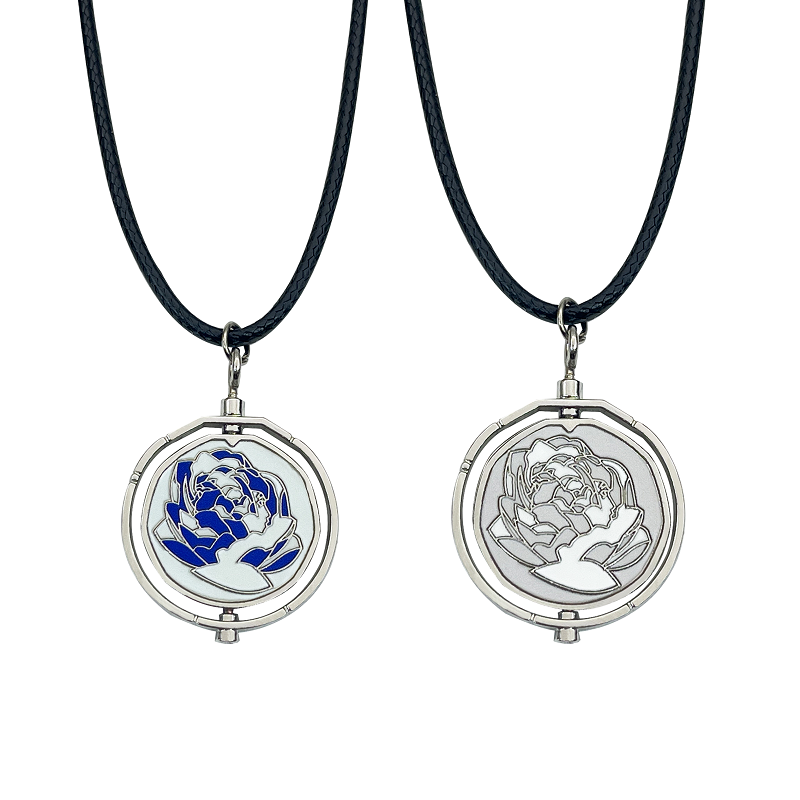 Anime League Of Legends Arcane Jinx Ekko Rotatable Blue Rose Pendant Necklace Lovers Friends Wearing Chain Necklace Jewerly