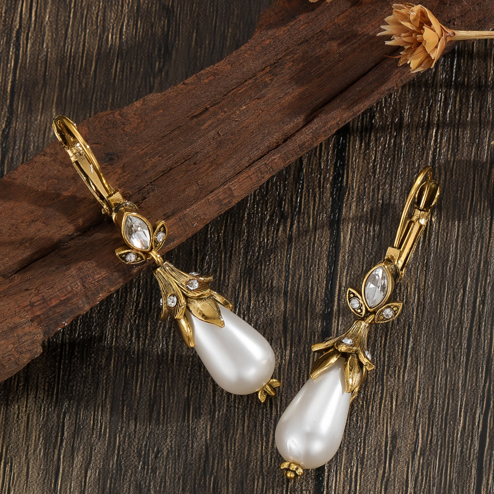 Vintage Inlay Pearls Dangle Earrings For Women Party Birthday Custom Jewelry