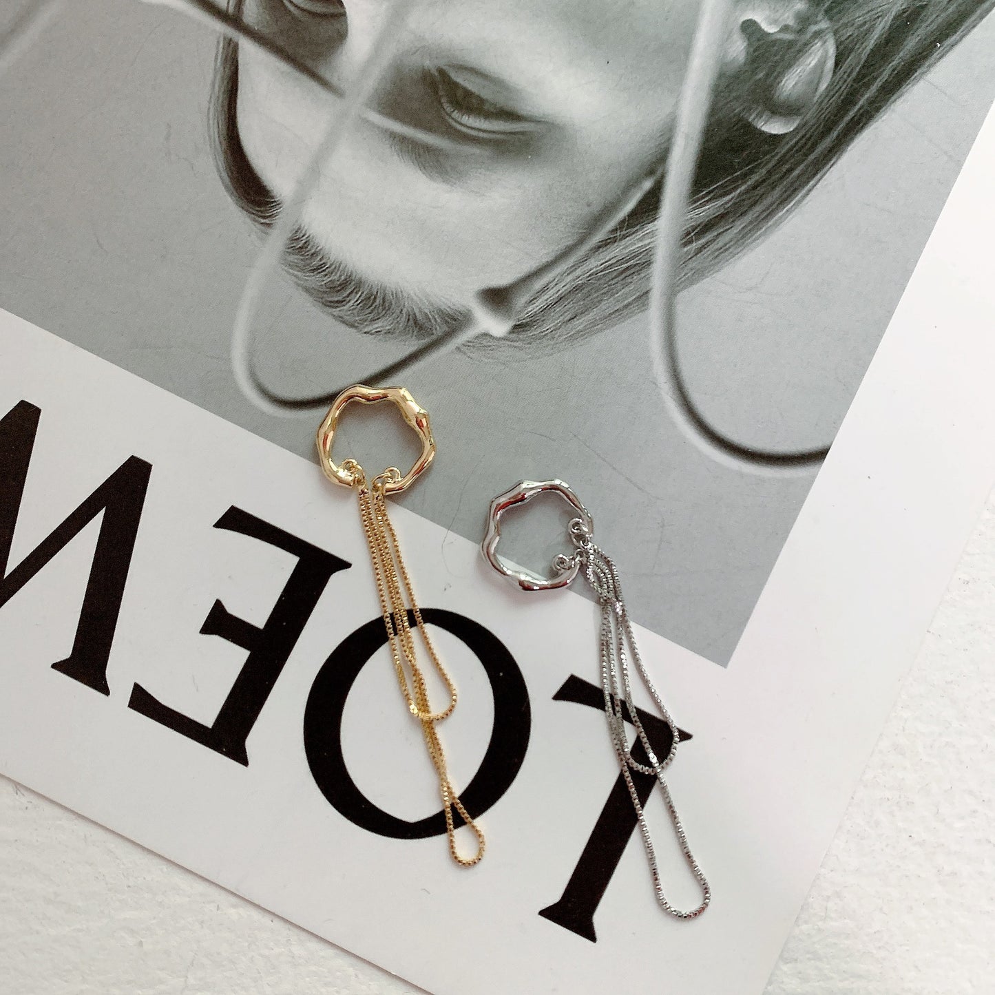 Goth Gold Silver Color Letter C Earcuff Tassel Chain Ear Cuff Fake Piercing Faux Earrings for Women Korean Fashion Clips Jewelry