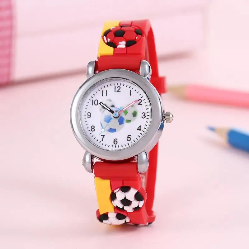 2025 New Fashion Color Cartoon Football Students Children Watch Quartz Watch Electronic Watch