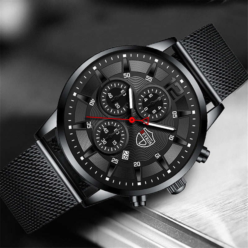 DEYROS Mens Fashion Minimalist Watches Men Business Casual Quartz Watch Simple Male Stainless Steel Mesh Band Clock Reloj Hombre
