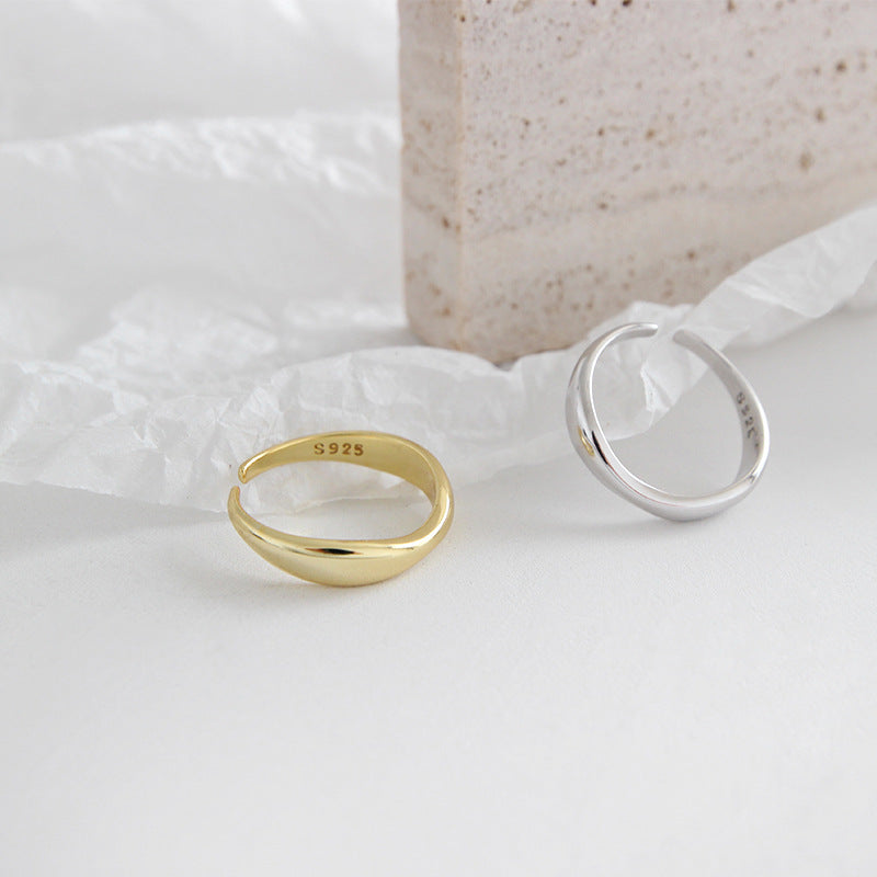 XIYANIKE Silver Color Irregular Wave Rings Trendy Simple Geometric Handmade Jewelry for Women Couple Size 17mm Adjustable