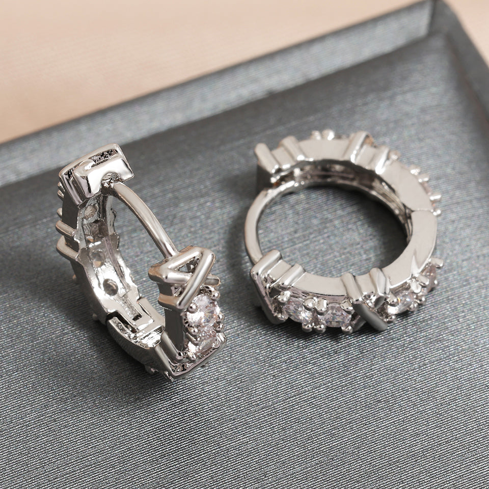 Hip Hop Round Hoop Earrings For Men Crystal Cubic Zirconia Fashion Versatile Male Jewelry Trend Circle Earring Gift