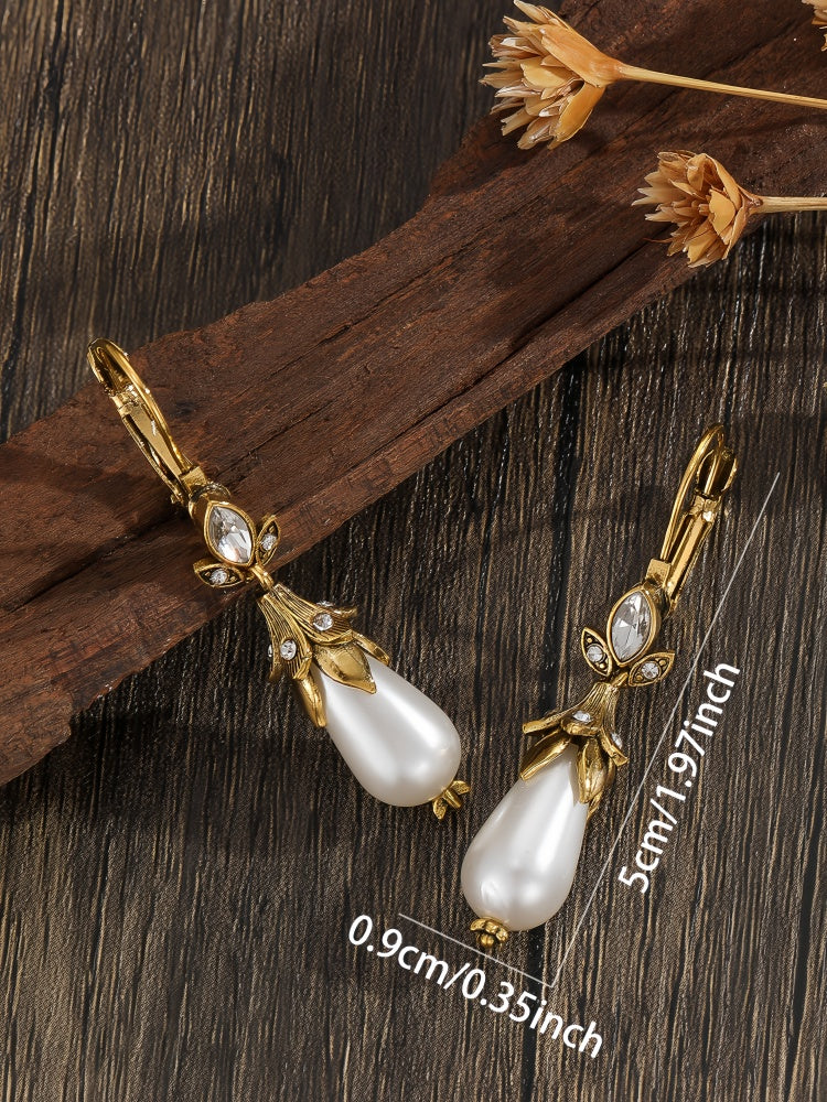 Vintage Inlay Pearls Dangle Earrings For Women Party Birthday Custom Jewelry