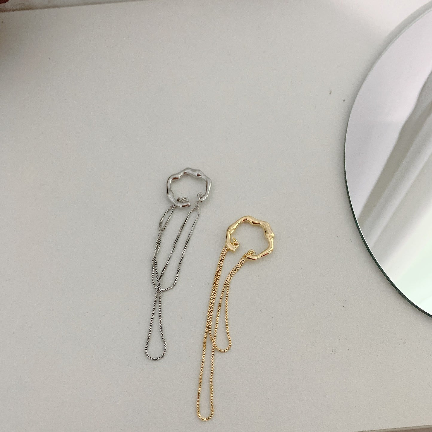 Goth Gold Silver Color Letter C Earcuff Tassel Chain Ear Cuff Fake Piercing Faux Earrings for Women Korean Fashion Clips Jewelry