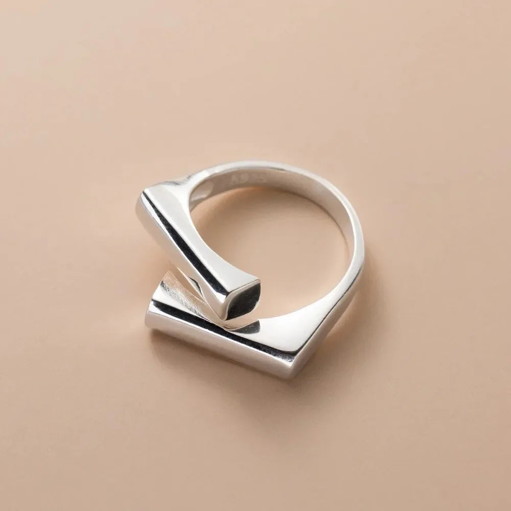 925 Sterling Silver Ring Unique Simple Ring For Women Jewelry Finger Open Vintage Handmade Ring Allergy For Party