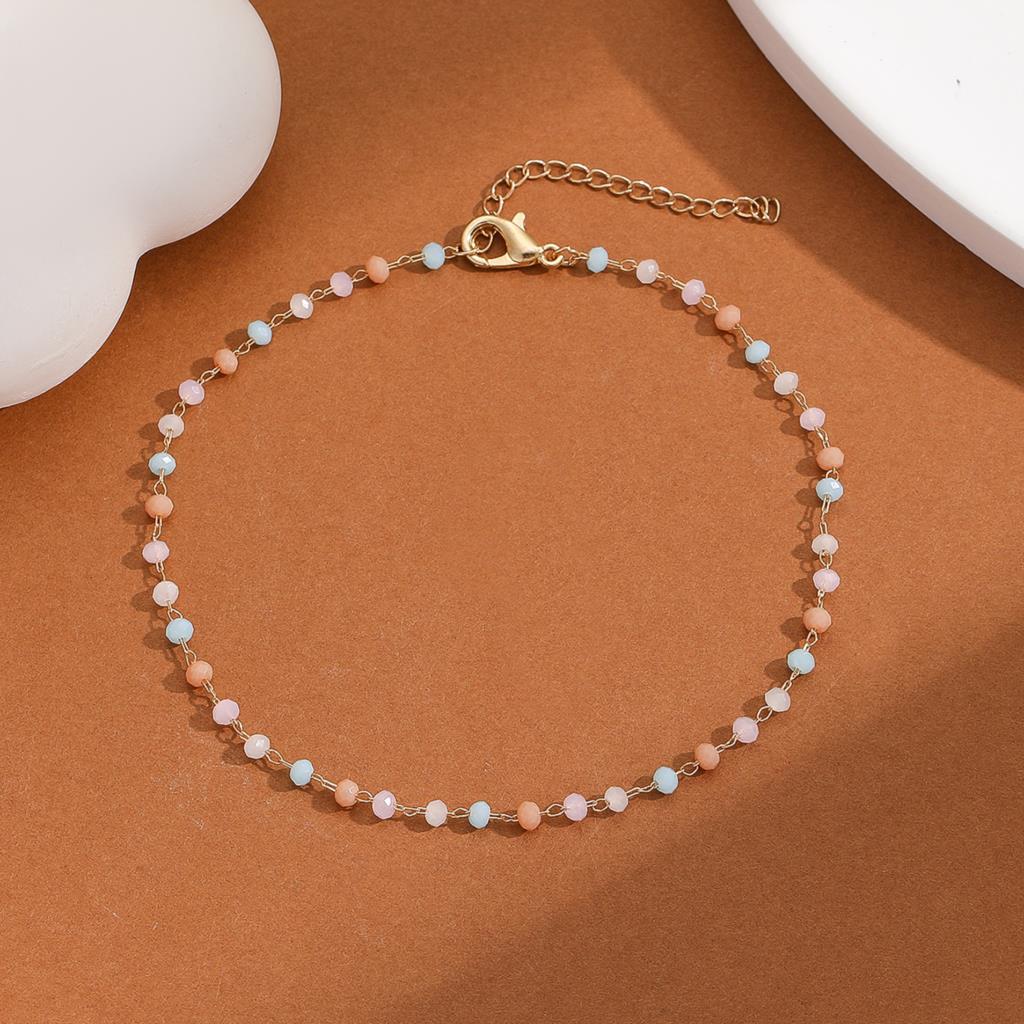 QIAMNI Summer Beach Jewelry Colorful Crystal Anklet Multicolor Stone Beads Foot Bracelets Feet Accessories Bohomia Ankle Chain