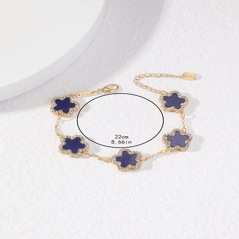 Adjustable Flower Bracelet Multi-Color Cubic Zirconia Luxury Chain