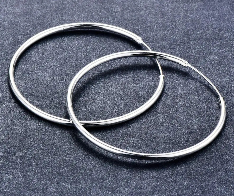 925 Sterling Silver Hoop Earrings Round Circle Studs for Women
