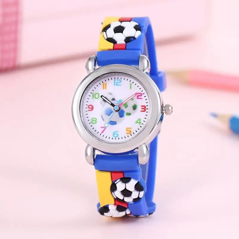 2025 New Fashion Color Cartoon Football Students Children Watch Quartz Watch Electronic Watch