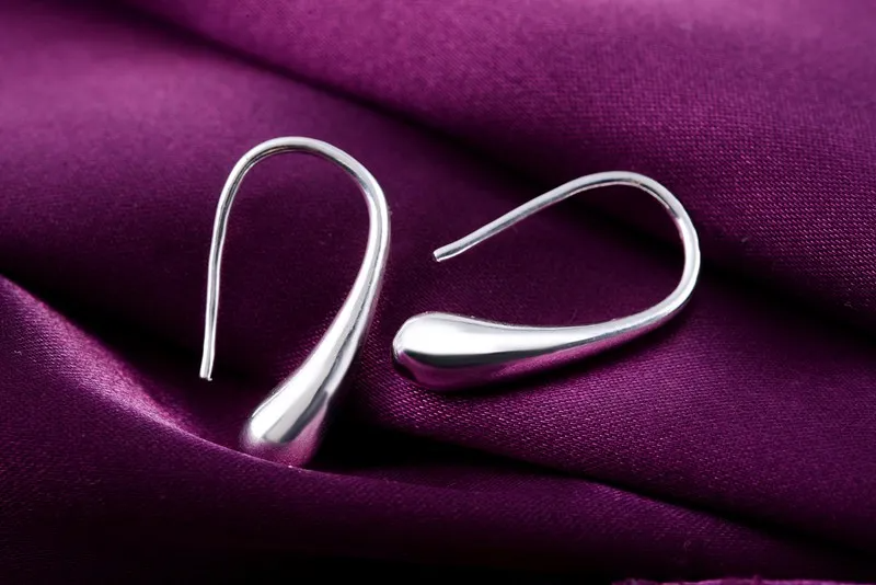 925 Sterling Silver Water Drop Pendants Hoop Earrings For Women Wedding Party Luxury Fashion Jewelry 2022 Christmas Gi