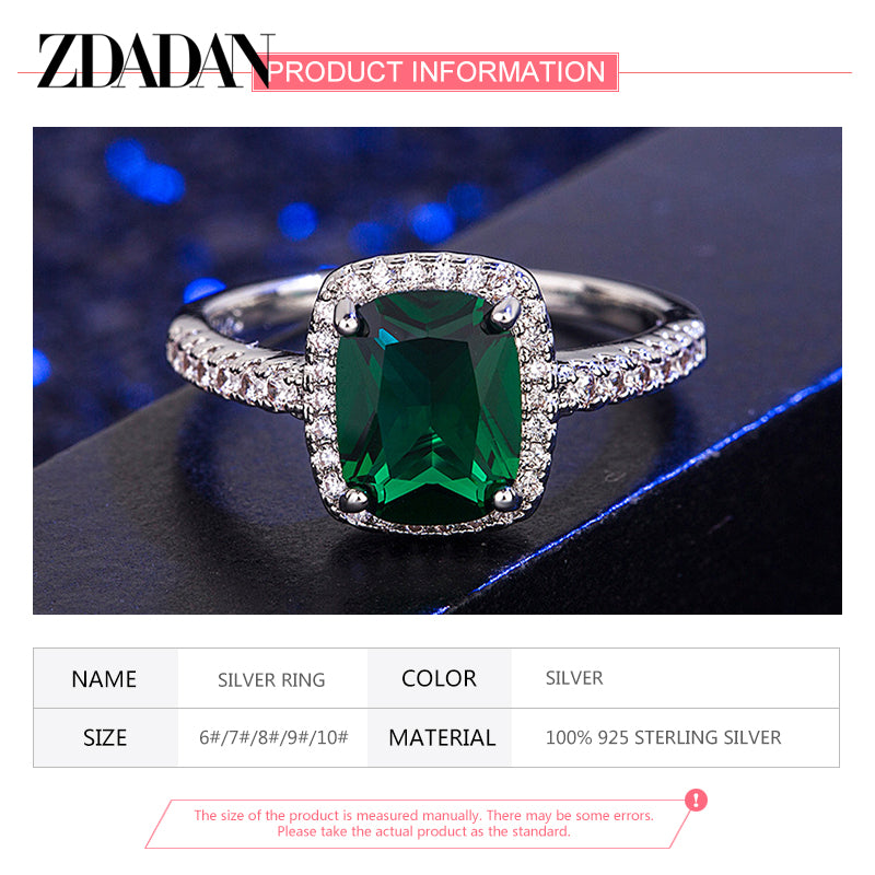 925 Sterling Silver Vintage Emerald Rings For Women Wedding Engagement Jewelry