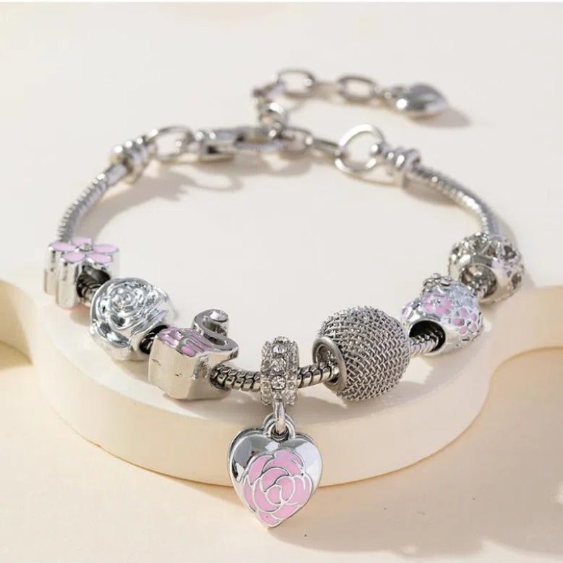 Minimalist Oil Drip Rose Heart Bead Bracelet Fashion Swan Lantern Jewelry