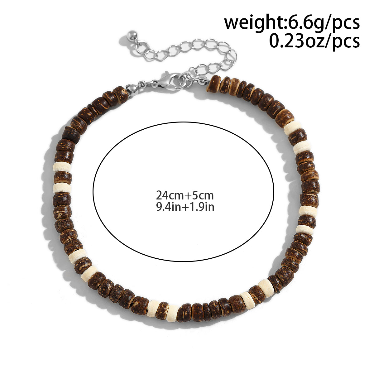 KunJoe Vintage Brown Wood Beads Anklets Chain for Men Ethnic Coconut Husk Foot Chain Summer Ankle Accessories Male Trend Jewelry