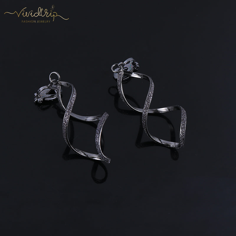 4-Color Geometric Irregular Metal Wave Clip-On Earrings for Women