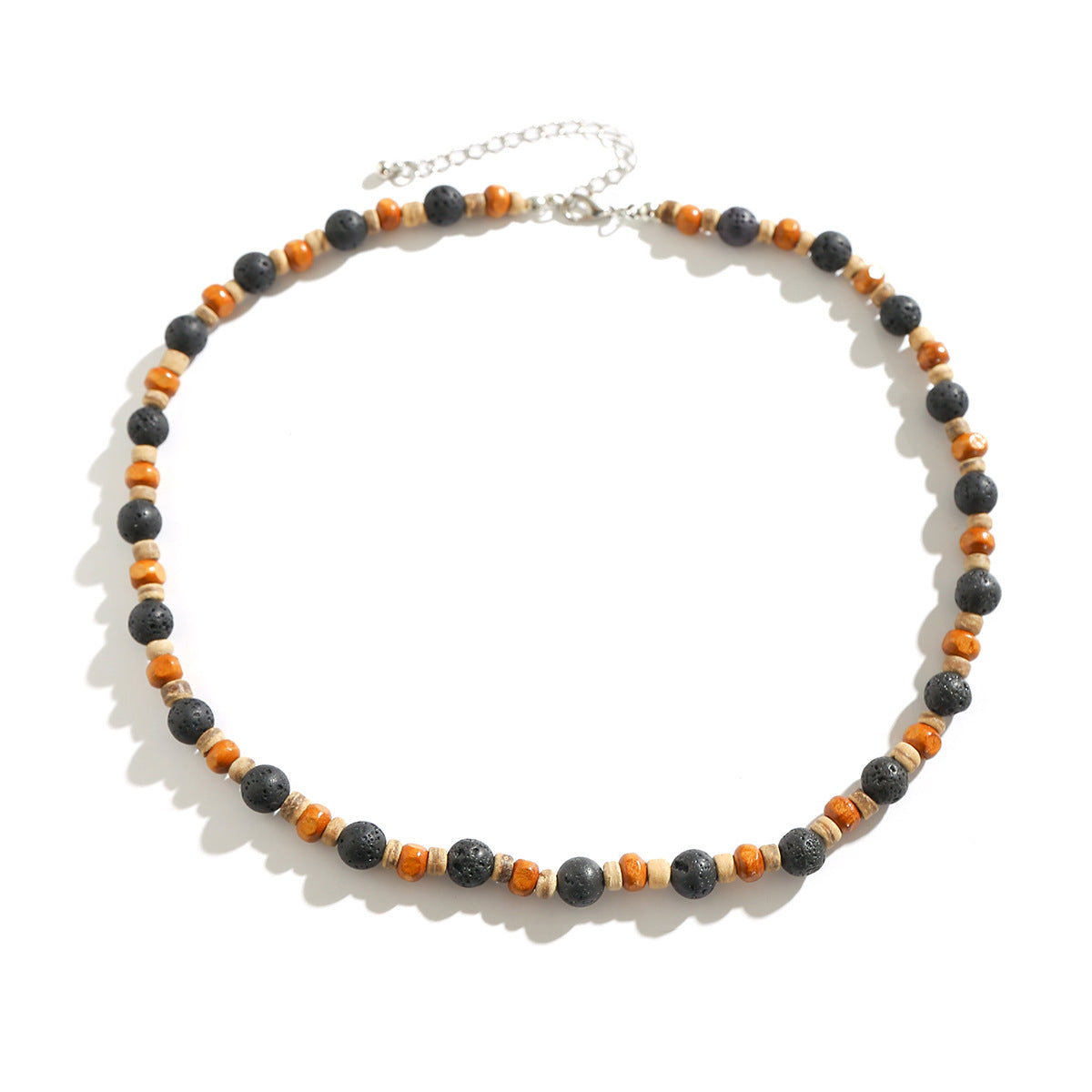 Stone and Wood Beaded Short Choker Necklace for Men Trendy Small Beads Collar Fashion Jewelry on Neck Accessories Male Gift