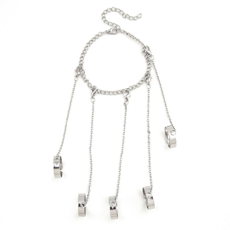 Geometric Silver Color Wrist Bracelet for Men Women Punk Ring Chain Charm Set Fashion Couple Jewelry Gifts Pulsera Mujer