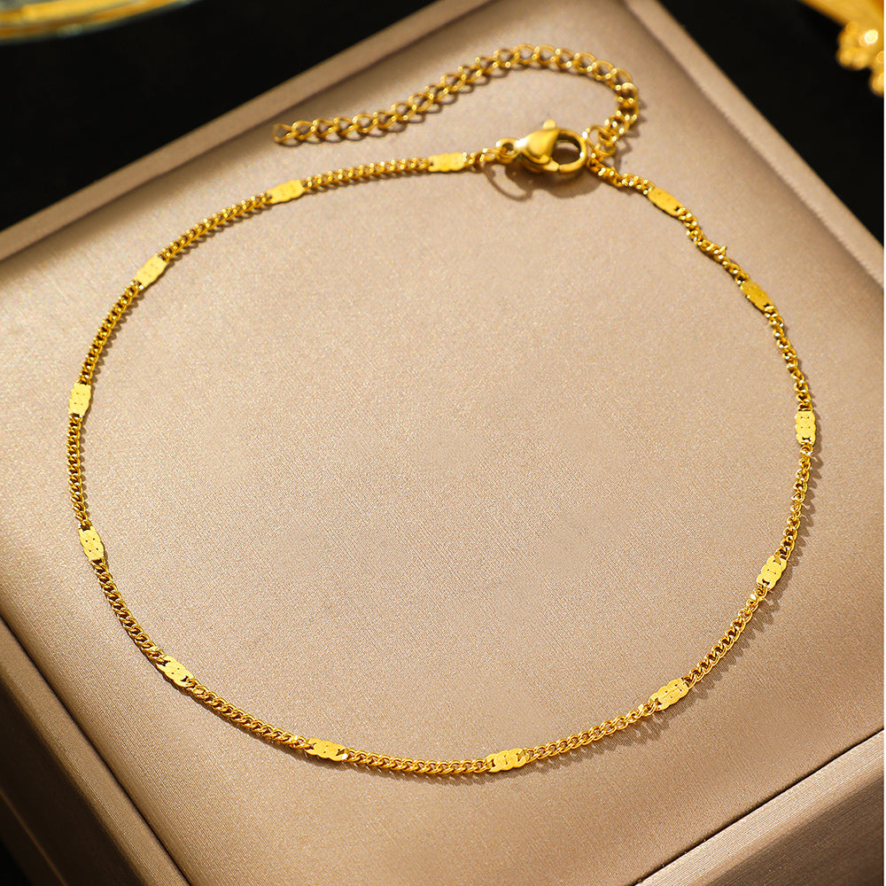 Stainless Steel Sequin Chain Anklet Luxury Women’s Jewelry & Party Gift