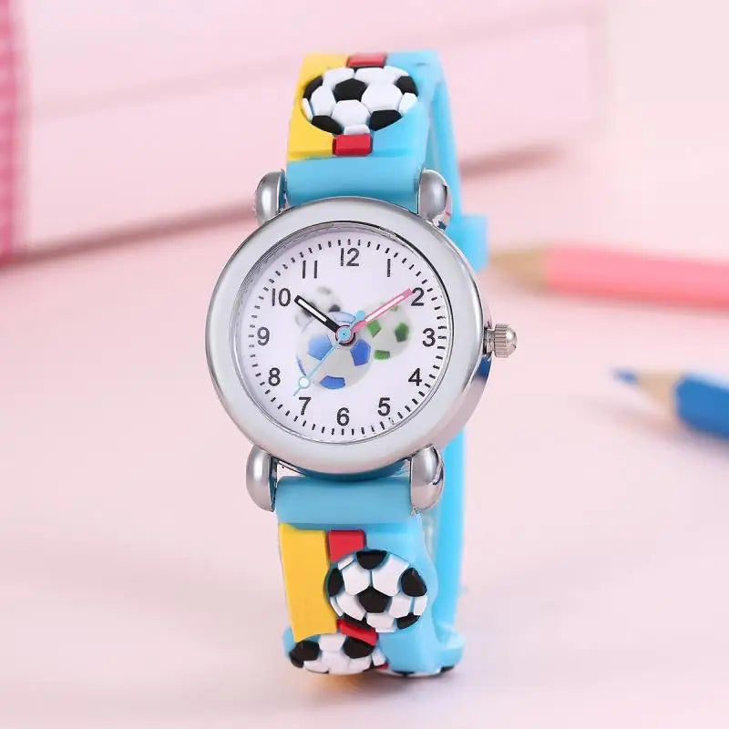 2025 New Fashion Color Cartoon Football Students Children Watch Quartz Watch Electronic Watch
