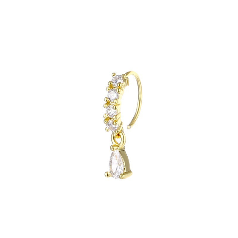Crystal Zircon Nose Hoop for Women Dangling Septum & Cartilage Jewelry