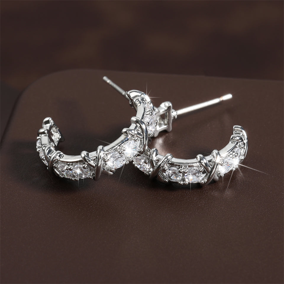 Hip Hop Round Hoop Earrings For Men Crystal Cubic Zirconia Fashion Versatile Male Jewelry Trend Circle Earring Gift