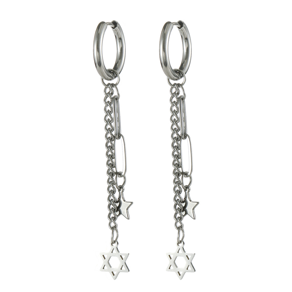 Star of David Drop Earrings Stainless Steel Hexagram Jewelry for Women