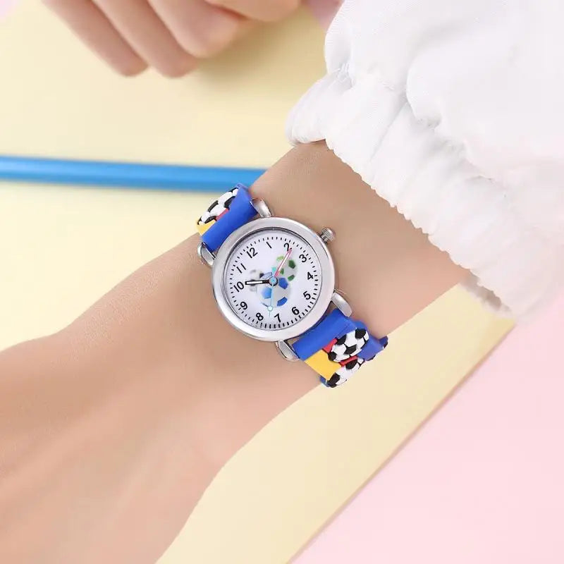 2025 New Fashion Color Cartoon Football Students Children Watch Quartz Watch Electronic Watch