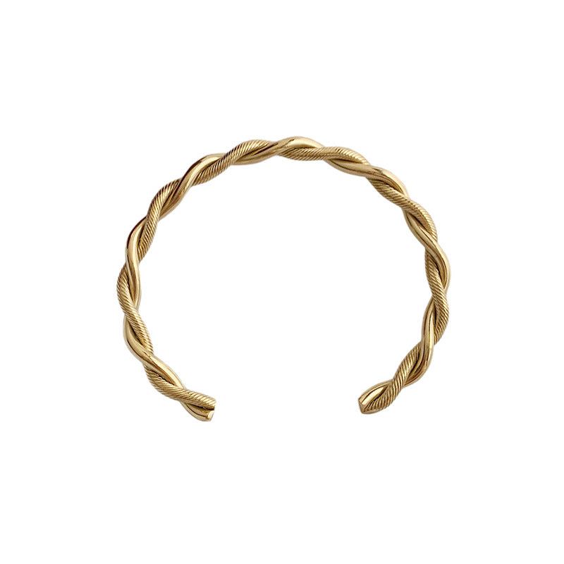 Trendy Gold Twist Cuff Bracelet 316L Stainless Steel Bangles for Women