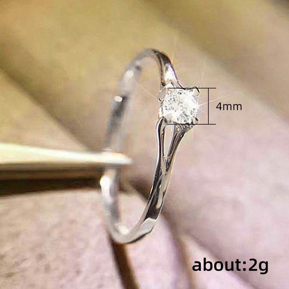 Huitan Minimalist 4MM Cubic Zirconia Wedding Ring for Women Elegant Band